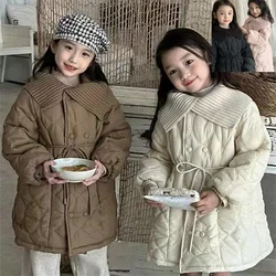 Abrigo de lana para niña con cuello de algodón – Invierno