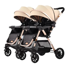 Cochecito doble, doble, ligero, para dos niños, puede sentarse y acostarse, artefacto de cochecito pequeño y grande