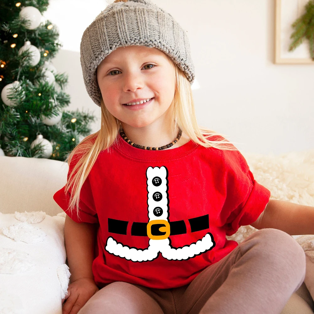 Camiseta navideña niños con cinturón de Papá Noel