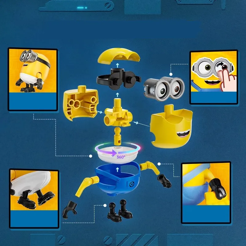 BLOKEES Minions película de animación Stuart Kevin Bob Otto figura de dibujos animados de Anime muñeca modelo juguetes de ensamblaje caja ciega regalos para niños - imagen 5