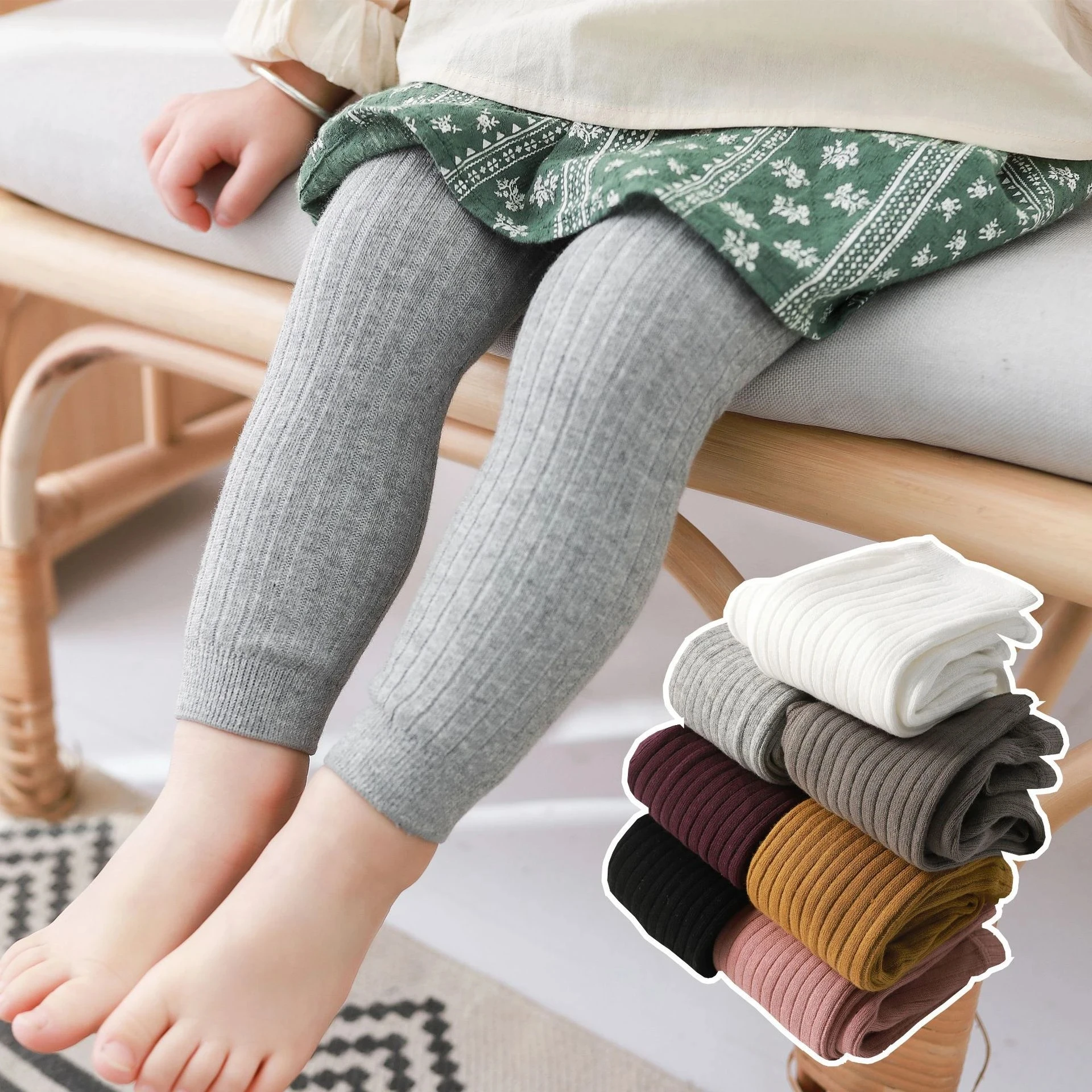 Primavera otoño, pantalones para bebés, niños y niñas, mallas para niñas recién nacidas, medias de algodón elásticas, pantalones tejidos para niños de 0 a 6 años - imagen 2