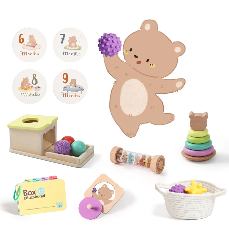 Juego de juguetes Montessori, juegos de rompecabezas de múltiples usos, juguetes para crecimiento del bebé, tarjeta conmemorativa de kilometraje y juguete de educación temprana, regalo para bebé
