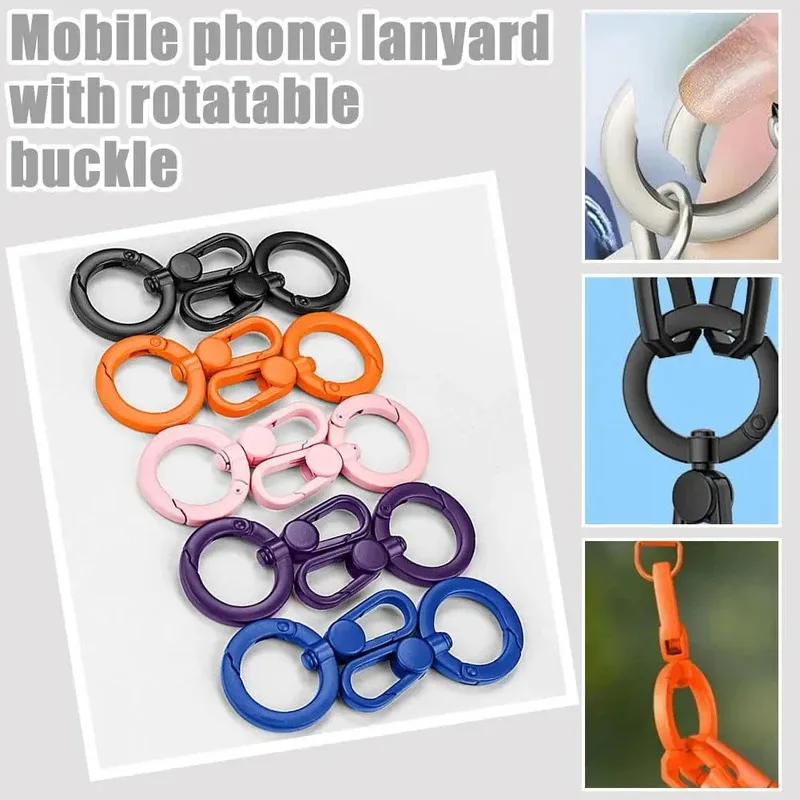 Parche de junta de cordón de teléfono 360 °   Hebilla de Metal giratoria para colgar, Clip de acero, cordón para tarjeta, accesorios para teléfono móvil, correas desmontables - imagen 5