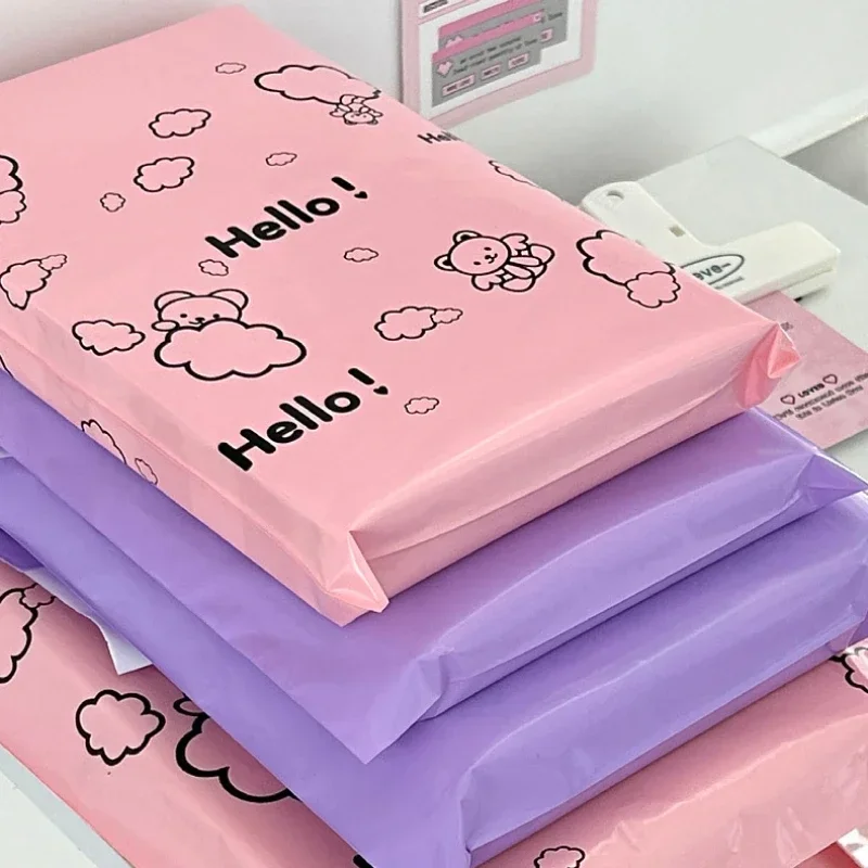 Bolsa de regalo de mensajería de osito pequeño, bolsa de correo exprés, bolsas de embalaje de envío para tienda, paquete de ropa autosellado, 10 Uds. - imagen 4
