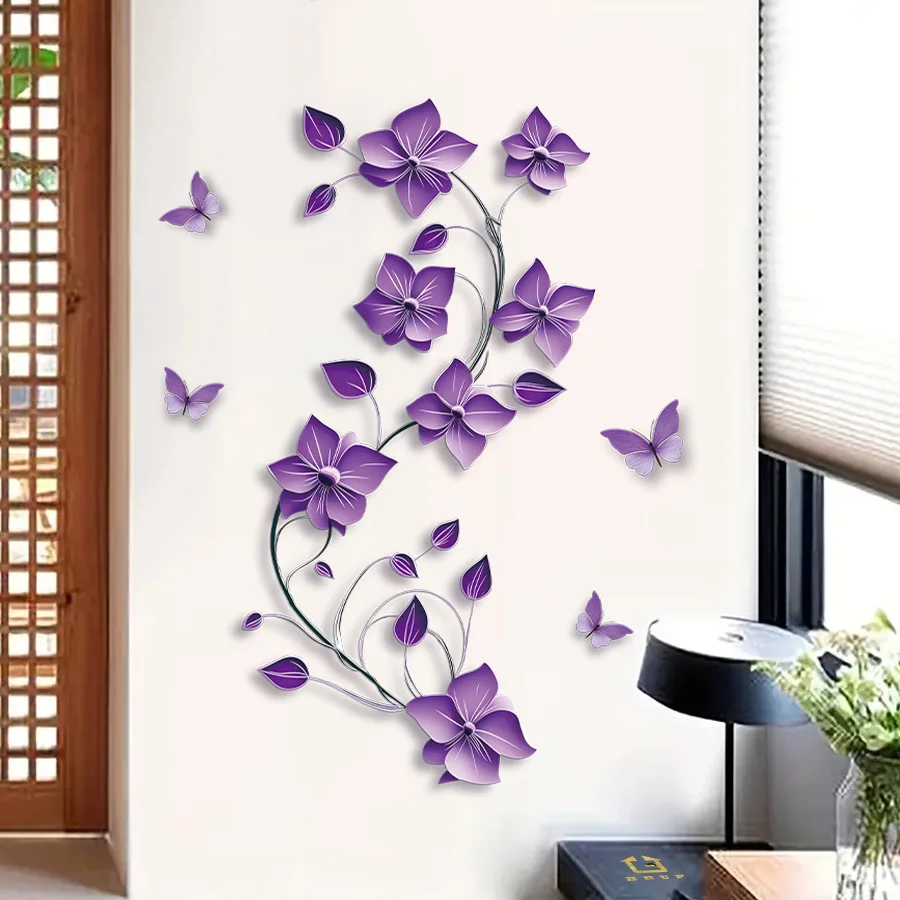 Adhesivo de pared de flor de Bauhinia, adhesivo de pared autoadhesivo de mariposa, adhesivo de decoración del hogar de estilo clásico - imagen 5