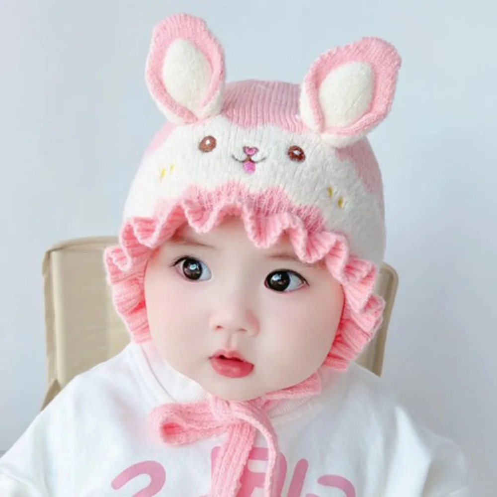 Gorro de lana a la moda, gorro de lana tejido suave y agradable para la piel a prueba de viento, gorro con protección para los oídos para niña, cálido y grueso - imagen 5