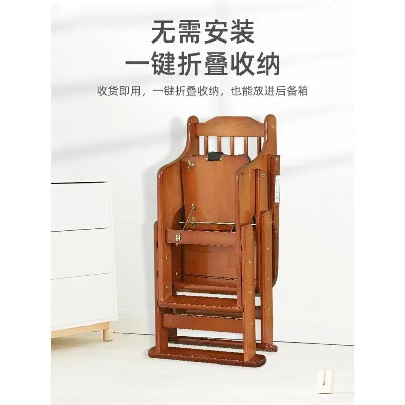 Nueva silla de comedor para bebé, mesas y sillas de comedor para niños, sillón portátil plegable multifuncional de madera maciza para bebé - imagen 4