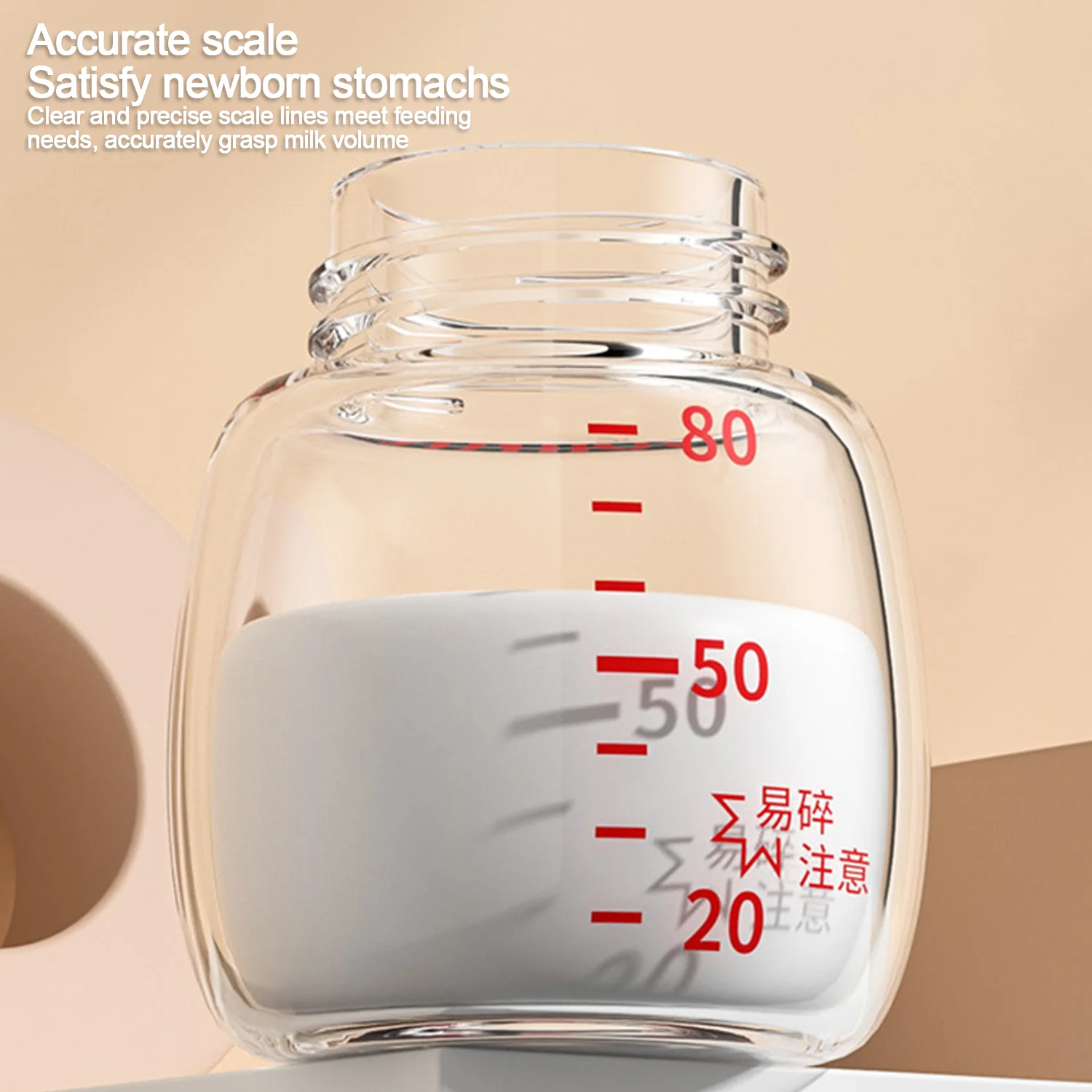 Mini biberón de 80ml para bebé de 0 + meses, vidrio de alto borosilicato, alta calidad, boca estándar de 3,5 cm, resistencia a altas temperaturas - imagen 4