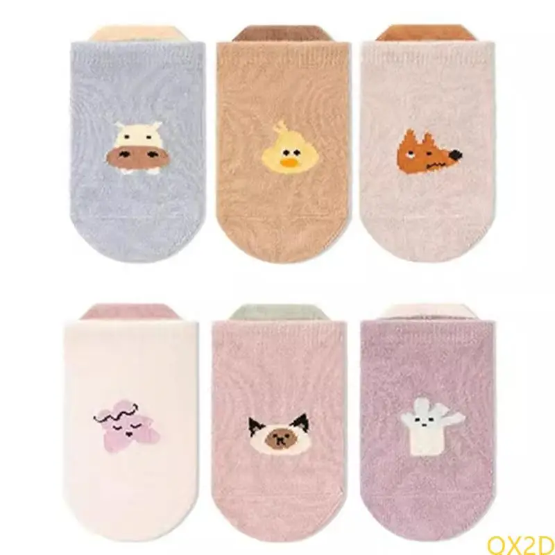 QX2D Soft y transpirable calcetines infantiles calcetines piso no liquidados para 0-3 años juego para niños - imagen 4