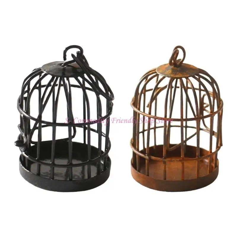 85ae Fun Birdcage Jaula pájaros Ventajero juguete Lindo escritorio jardín Suministro tiendas - imagen 3