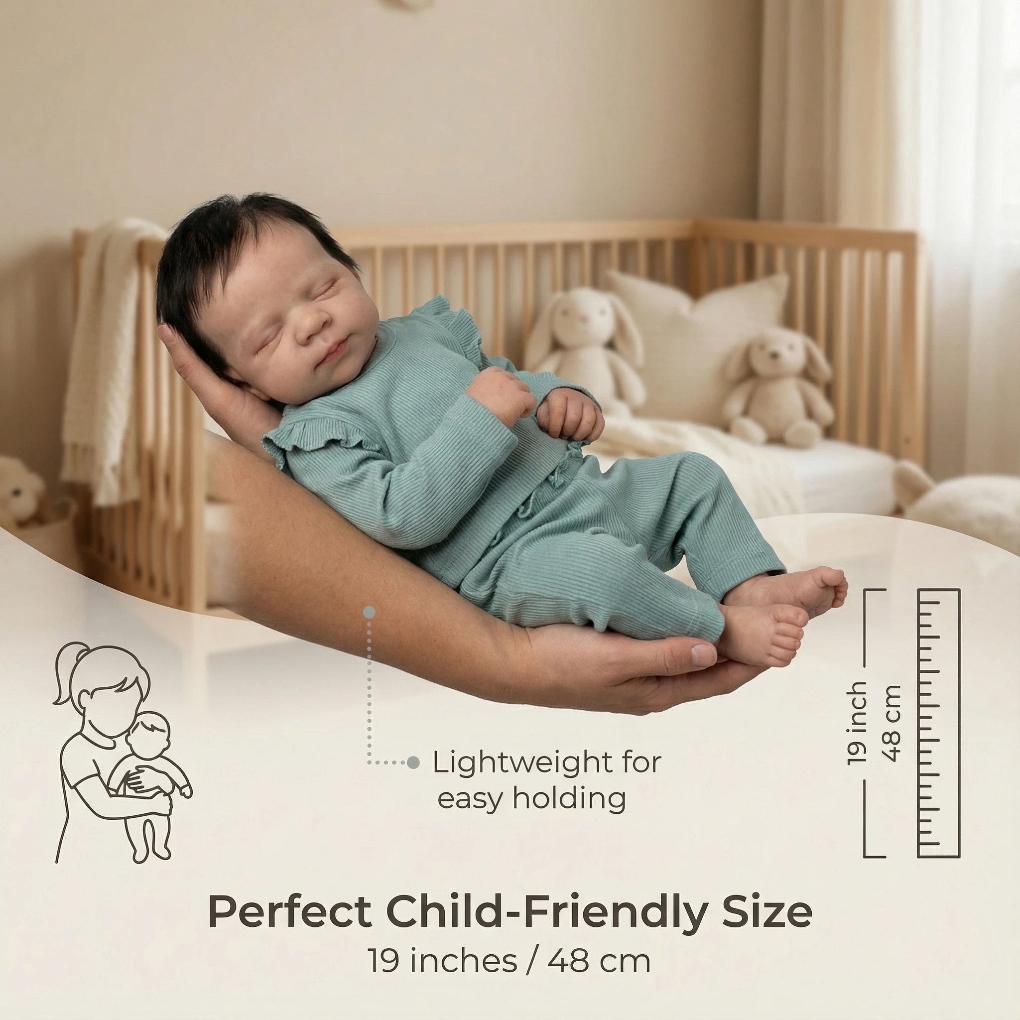 NPK 18 ''hecha a mano piel 3D venas visibles Reborn bebé durmiendo Pascale tacto suave con pelo de enraizamiento a mano muñecas realistas regalo - imagen 2