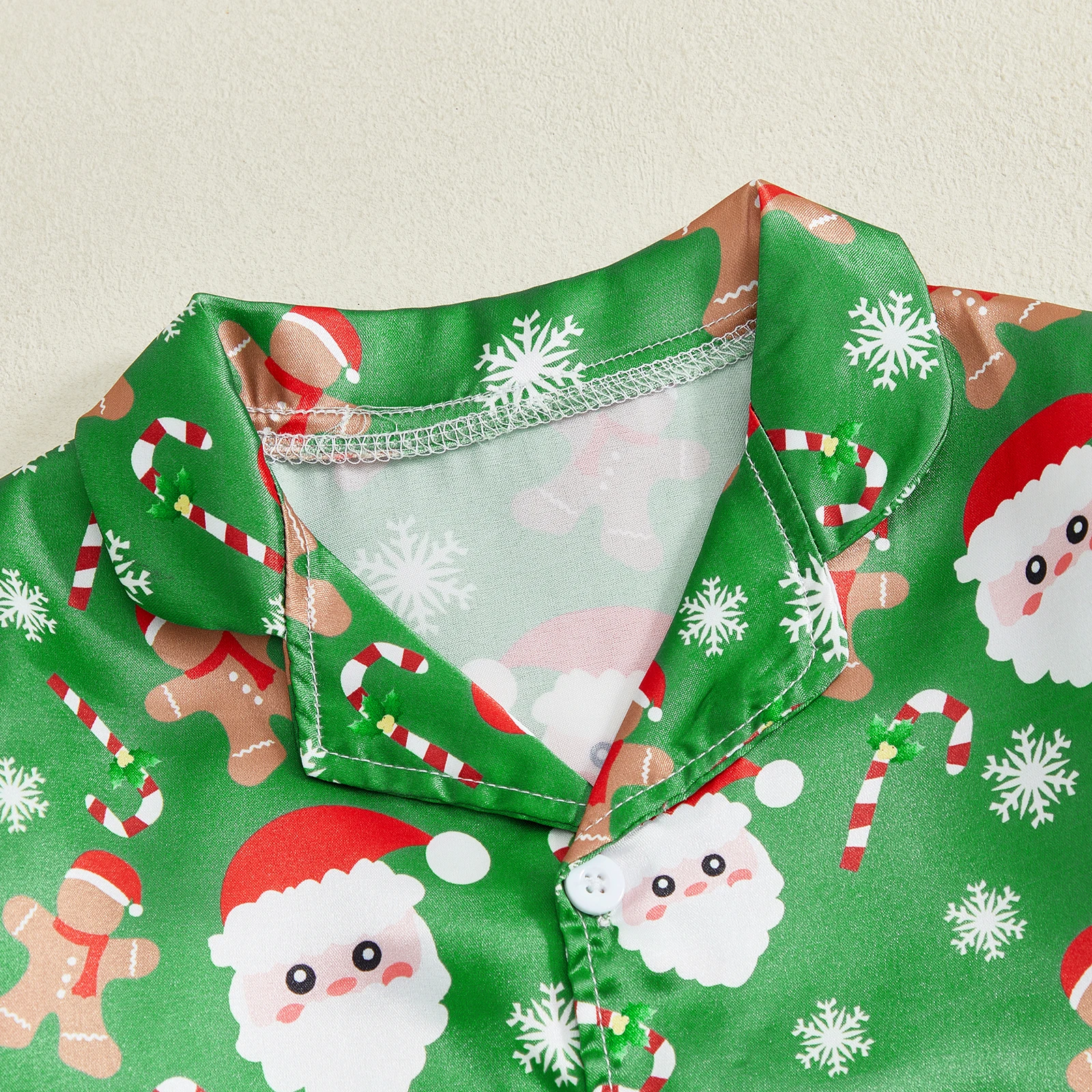 Pijama navideño infantil de niña con Papá Noel y pantalón elástico - imagen 5