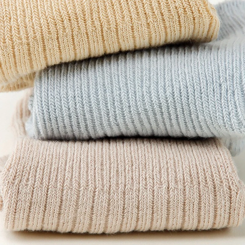 Calcetines a rayas para bebé, calcetines informales de algodón de Color sólido a media pantorrilla de estilo coreano, calcetines antideslizantes con puntos, calcetines suaves transpirables para otoño - imagen 2