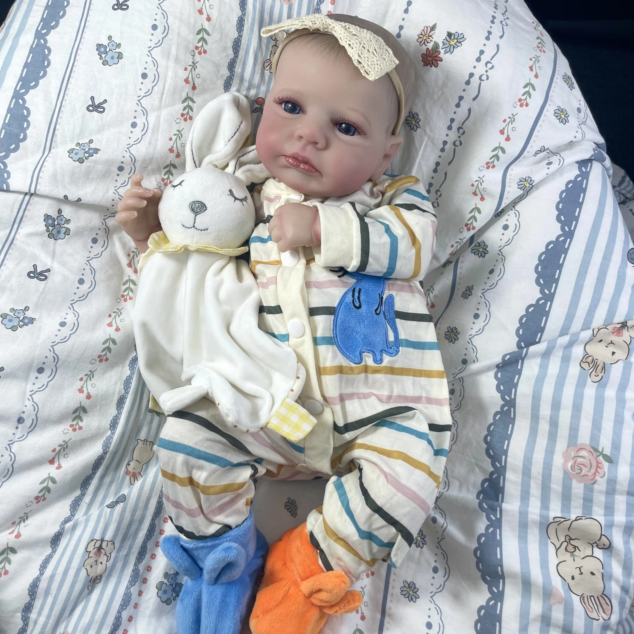 LouLou-Muñeca de bebé recién nacido de silicona, muñeca de vinilo realista, piel 3D, venas visibles, bebé recién nacido, niña gemelos, terminado, regalo de Navidad, 50CM - imagen 5