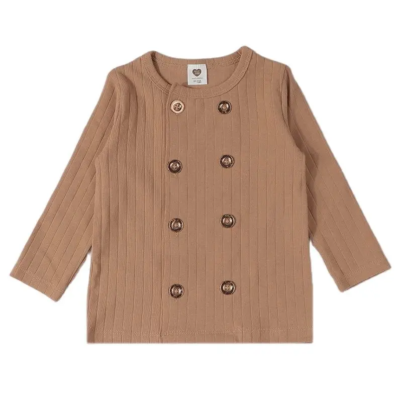 Camiseta manga larga acanalada con botones dorados para niño y niña – Invierno - imagen 4