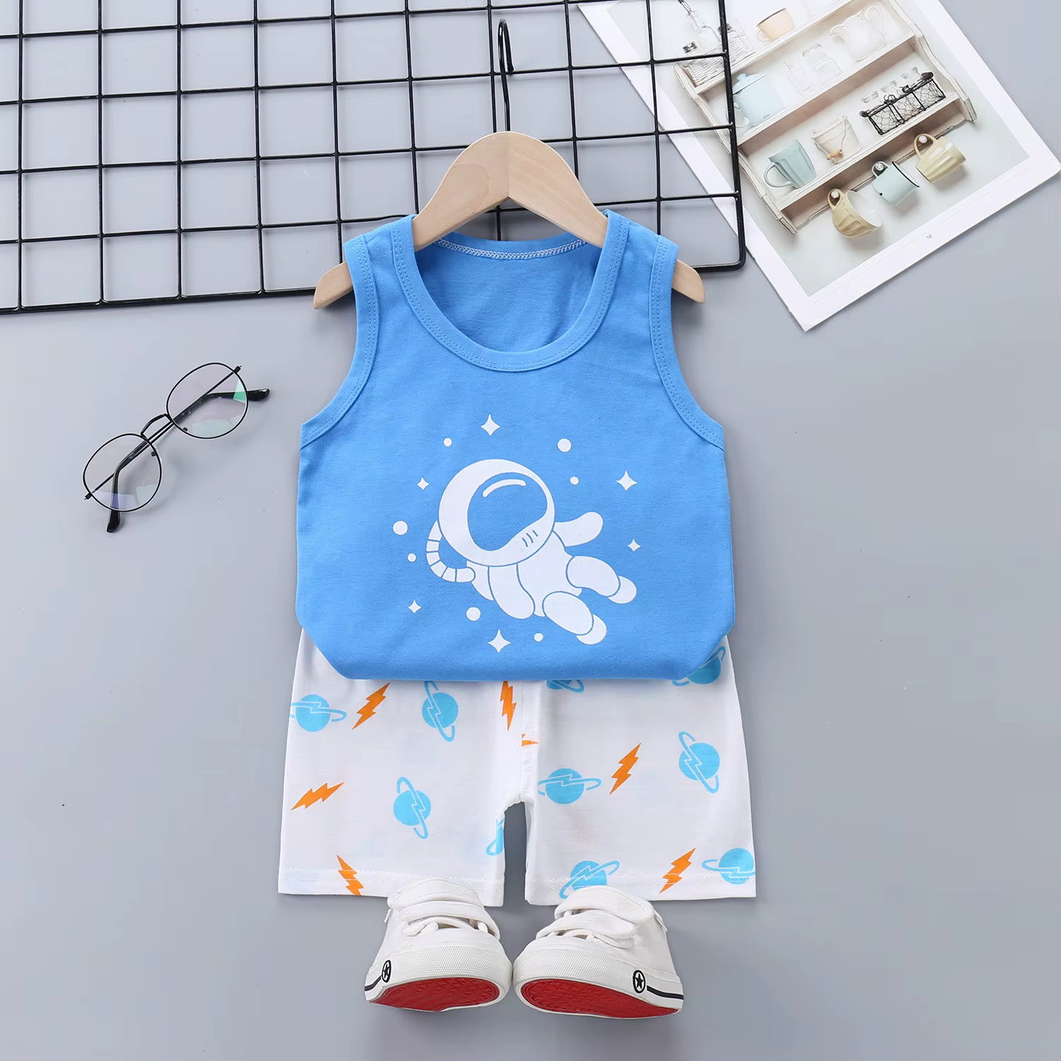 Conjunto bebé algodón con camiseta sin mangas y pantalón corto - imagen 5