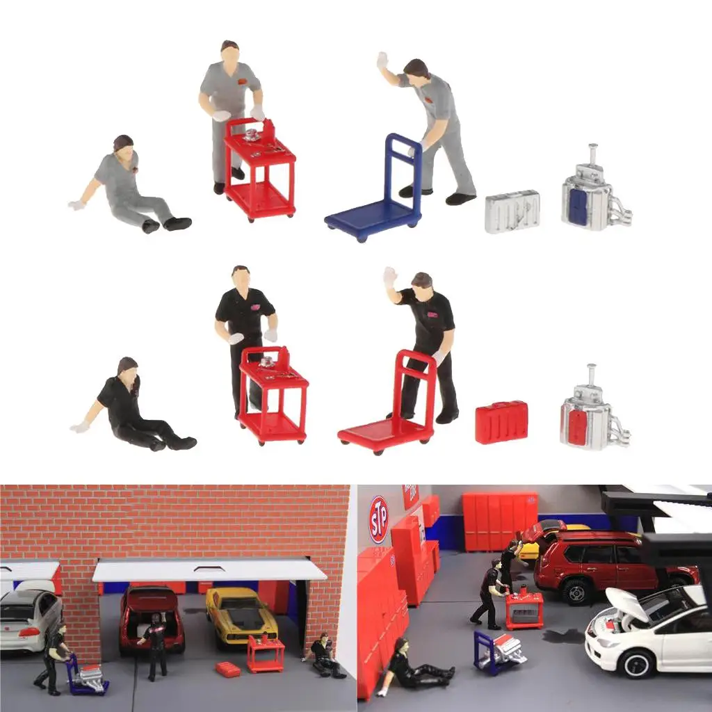 2Sets 1:64 Diorama Figures Character Resin Model Layout Decor