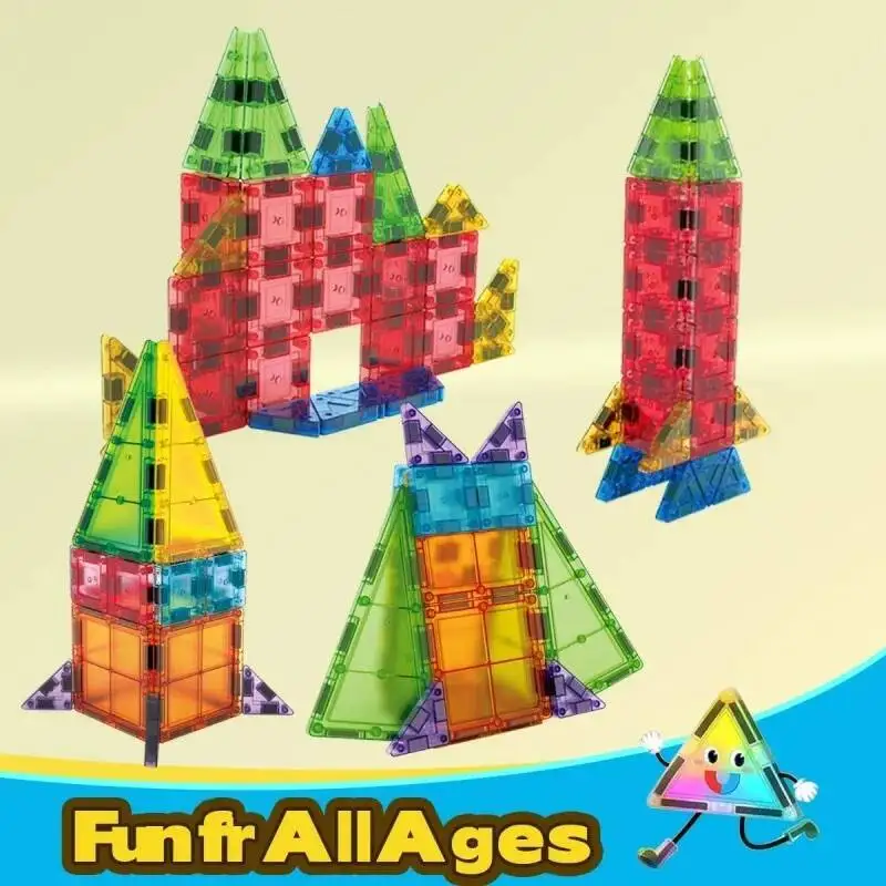 32 Uds. Bloques de construcción magnéticos, azulejos magnéticos de diamante 3D con caja de hierro, juguetes de construcción de diseño magnético para niños, regalo - imagen 4