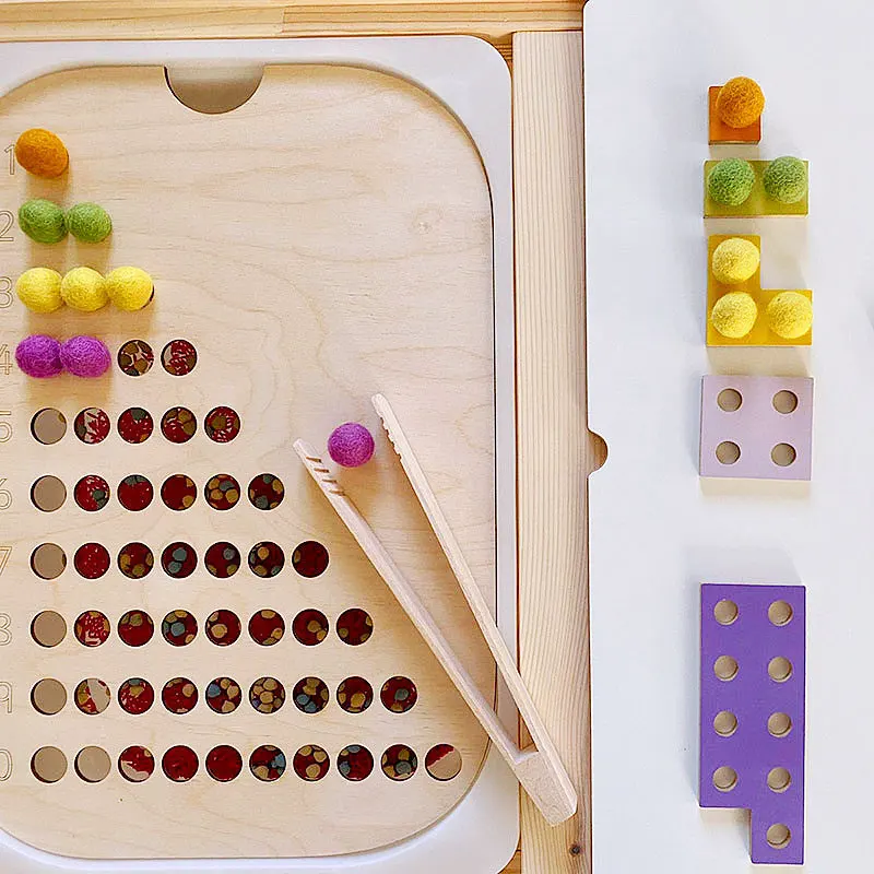 Juego de mesa con bandeja sensorial Montessori, clasificador de colores de madera, aprendizaje abierto parroquial, juguetes educativos de entrenamiento de movimiento fino para niños - imagen 5