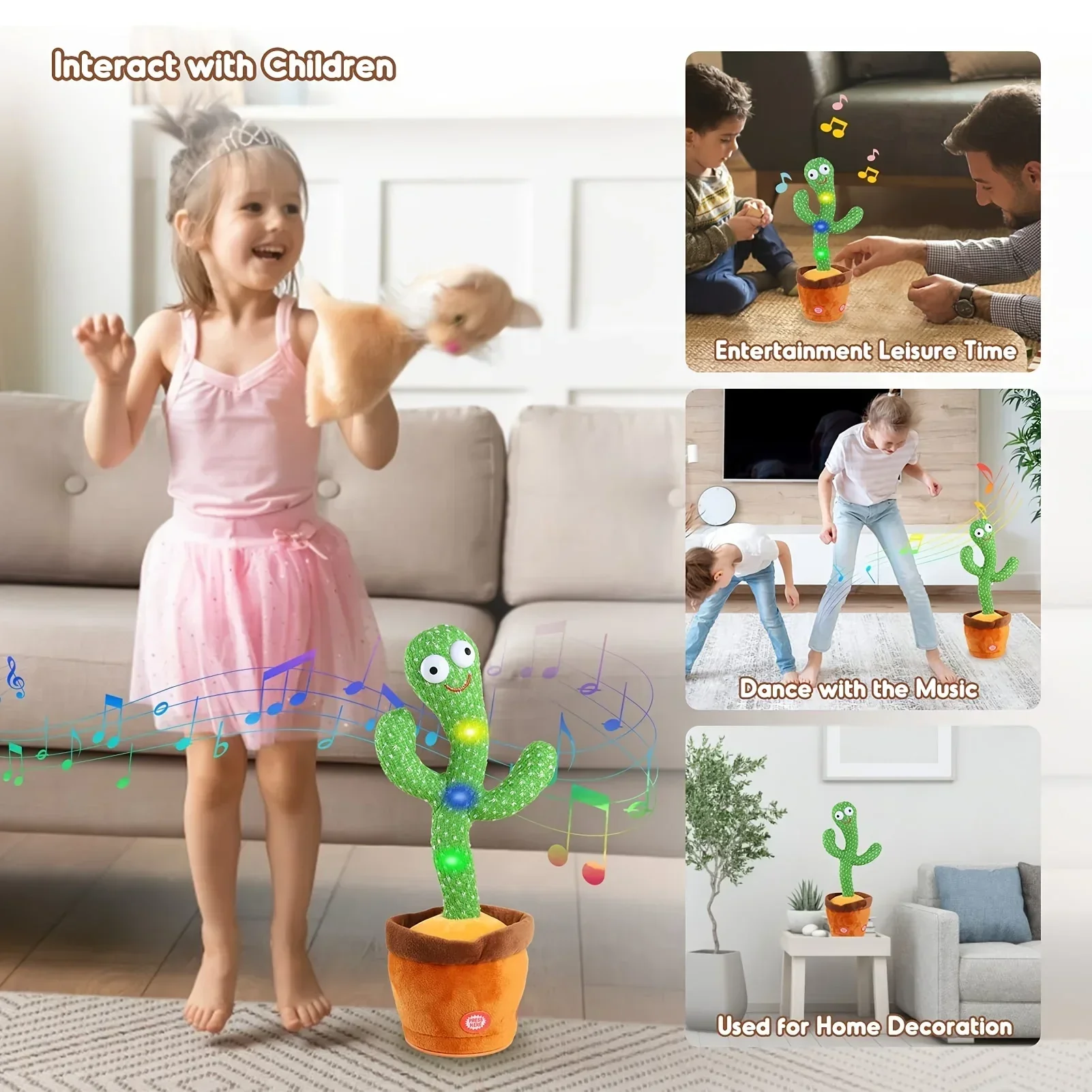 Cactus parlante recargable con cambio de voz - español e inglés - imagen 3