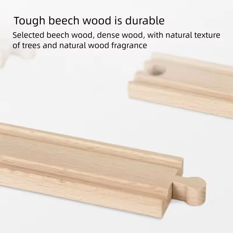 Accesorios de vía de tren de madera de haya, vías de expansión de horquilla de múltiples formas aptas para vías de madera de marca, juguetes ferroviarios para niños - imagen 5