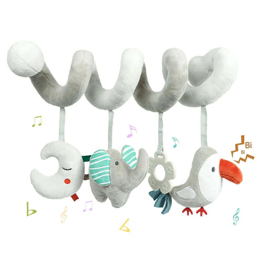 Asiento de coche para bebé, juguete de actividad, peluche en espiral, envoltura colgante alrededor del cochecito, cochecito, juguete sensorial de educación temprana para regalo de niños pequeños