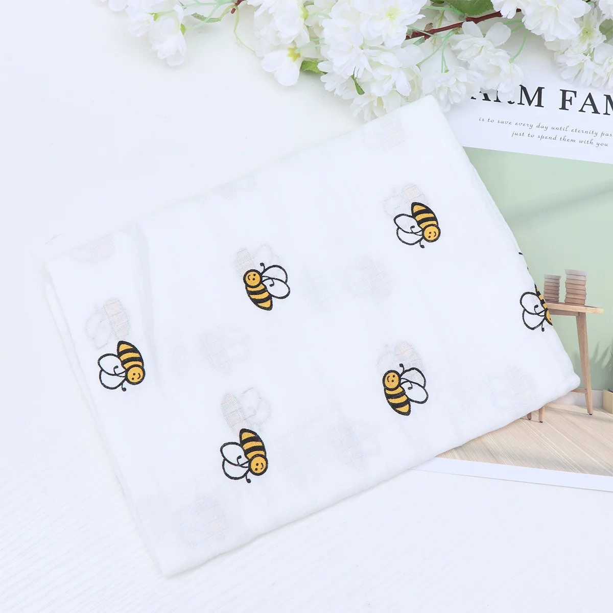 Manta Envolvente de Algodón para Recién Nacidos con Diseño de Abeja, Suave, Ligera y Transpirable, Manta Envolvente para Bebés, Cubierta de Lactancia, Sábana de Cuna, Manta para Bebés - imagen 5