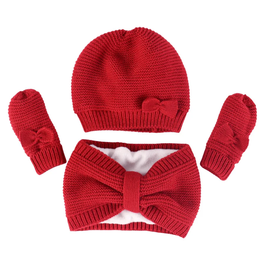 Paquete de 3 gorros de invierno para niños, conjunto de guantes y bufanda, gorro tejido cálido para bebés y niños pequeños, manoplas térmicas suaves, calentador de cuello, fotografía para recién nacidos - imagen 2