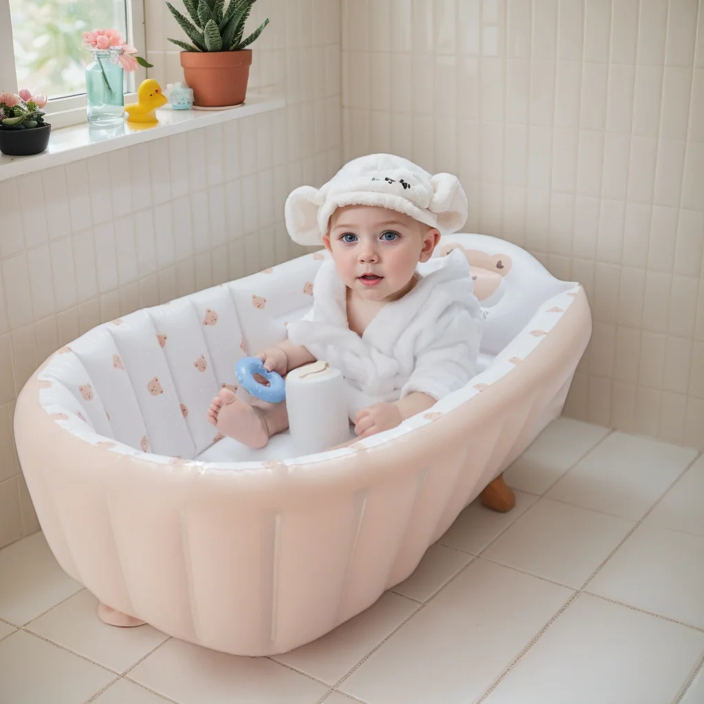 Bañera inflable portátil para bebé, bañera de viaje antideslizante, Mini piscina de aire, bañera de ducha plegable gruesa para niño - imagen 3