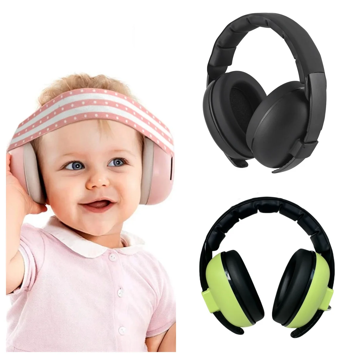 Estilo actualizado Orejera para bebé Mini auriculares Protección auditiva ajustable a prueba de ruido Orejeras antiruido para dormir y avión al aire libre para niños