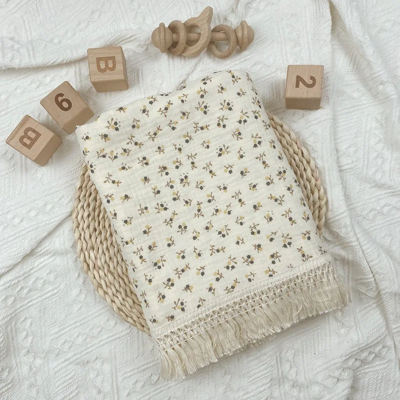 Manta de muselina con estampado Floral para bebé, accesorios para recién nacido, envoltura de algodón, pañales suaves para recién nacido, funda de cama, Manta de edredón - imagen 3