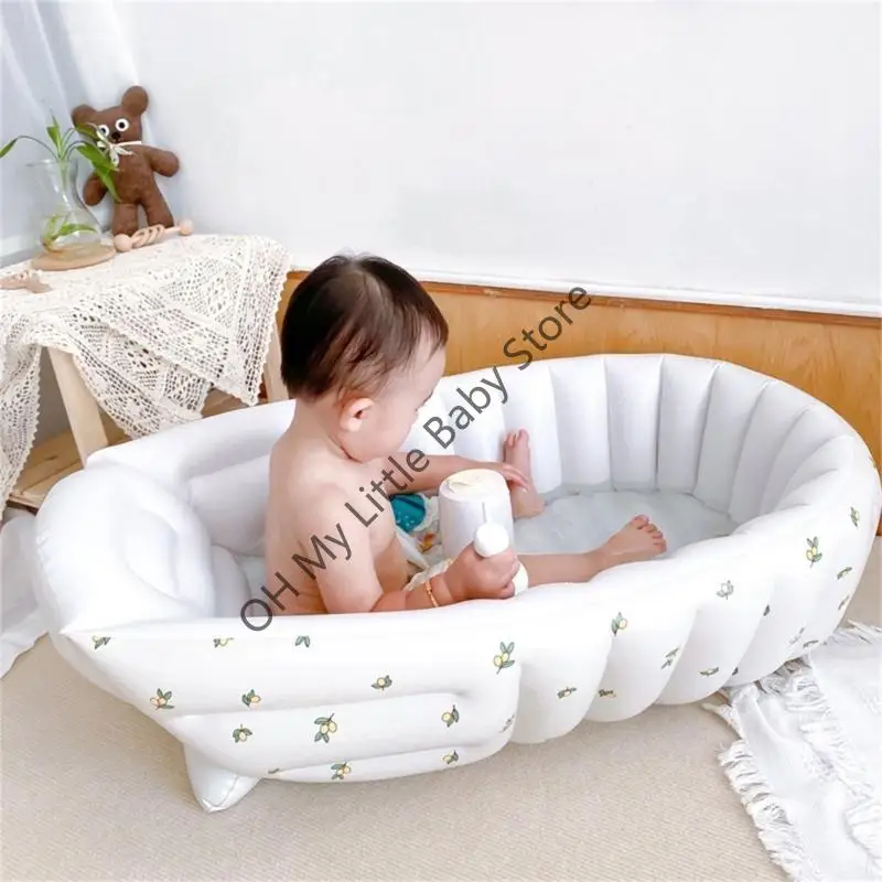 Bañera inflable para recién nacido M76C 35 pulgadas, bañera portátil para bebé con estampado Unisex, piscina viaje - imagen 4