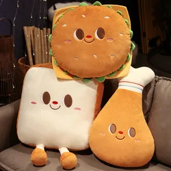 Peluche hamburguesa de dibujos animados con cara sonriente