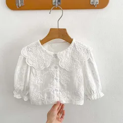 Traje de princesa bebé niña camisa cuello Peter Pan falda encaje