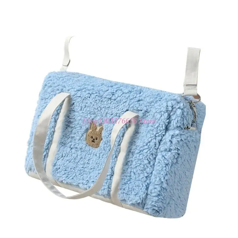 Bolsa colgante pram R6FD para mujeres Bolsa mamá Bordado patrón conejo bordado Bolso pañales multifunción gran - imagen 2