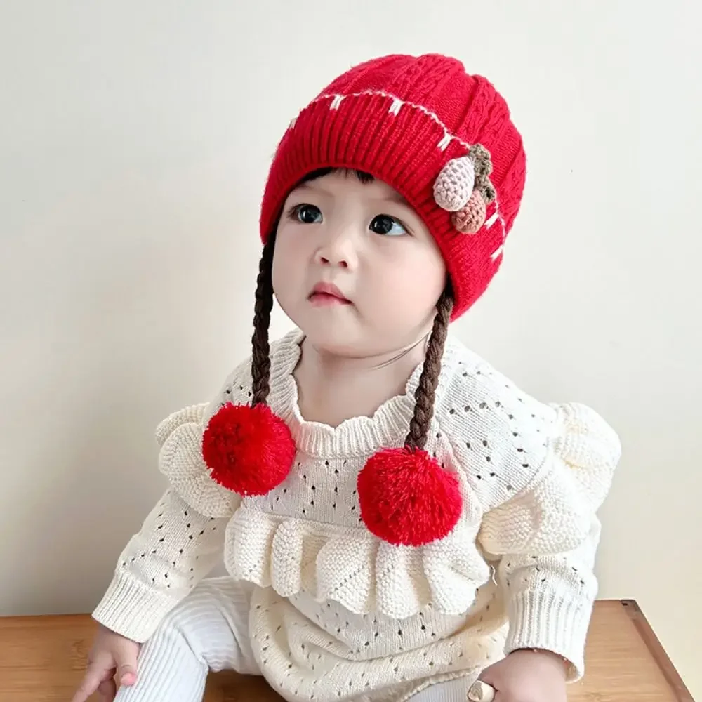 Gorro de punto cálido de dibujos animados, gorros de peluca suaves transpirables, jersey a prueba de viento, sombrero de otoño e invierno - imagen 5