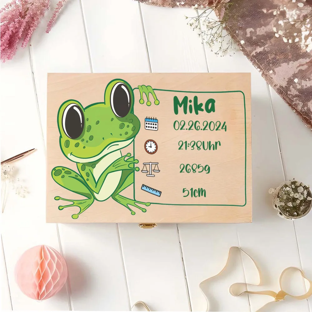 Caja de memoria personalizada Leo con nombre para guardar recuerdos, regalo de ducha de bautismo de bebé, cajas de estadísticas de nacimiento para recién nacidos, caja de cordón umbilical - imagen 5