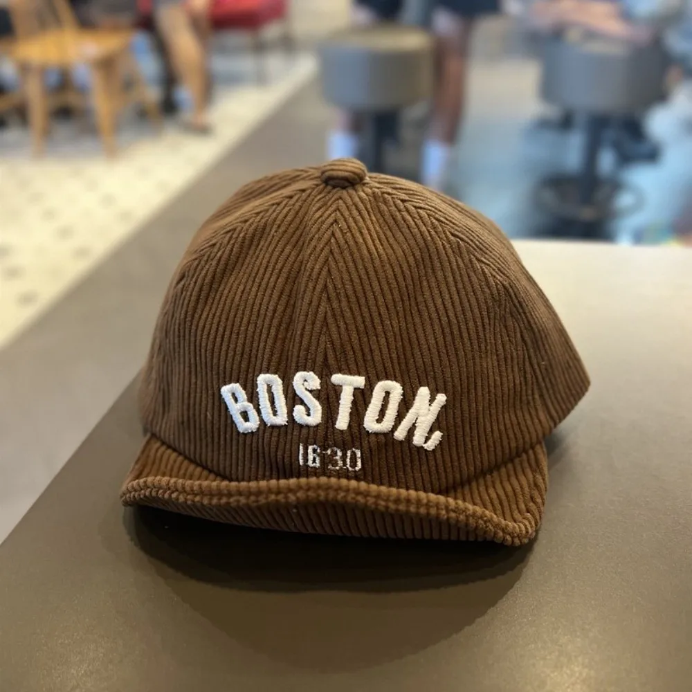 Gorra de pana con diseño bordado para niños, gorra de pico de pato transpirable de Color sólido para bebé, gorra de béisbol ligera ajustable - imagen 5