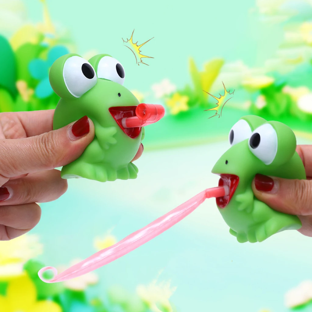 pellizco Rana dinosaurio que se pega la lengua para aliviar el estrés juguete divertido niños creativo descompresión Fidget juguete regalo de fiesta de Navidad - imagen 4