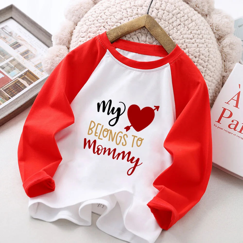 Feliz Día de San Valentín Turck estampado de corazón camisas para niños niñas traje de fiesta del Día de San Valentín niño raglán camiseta de manga larga ropa - imagen 4