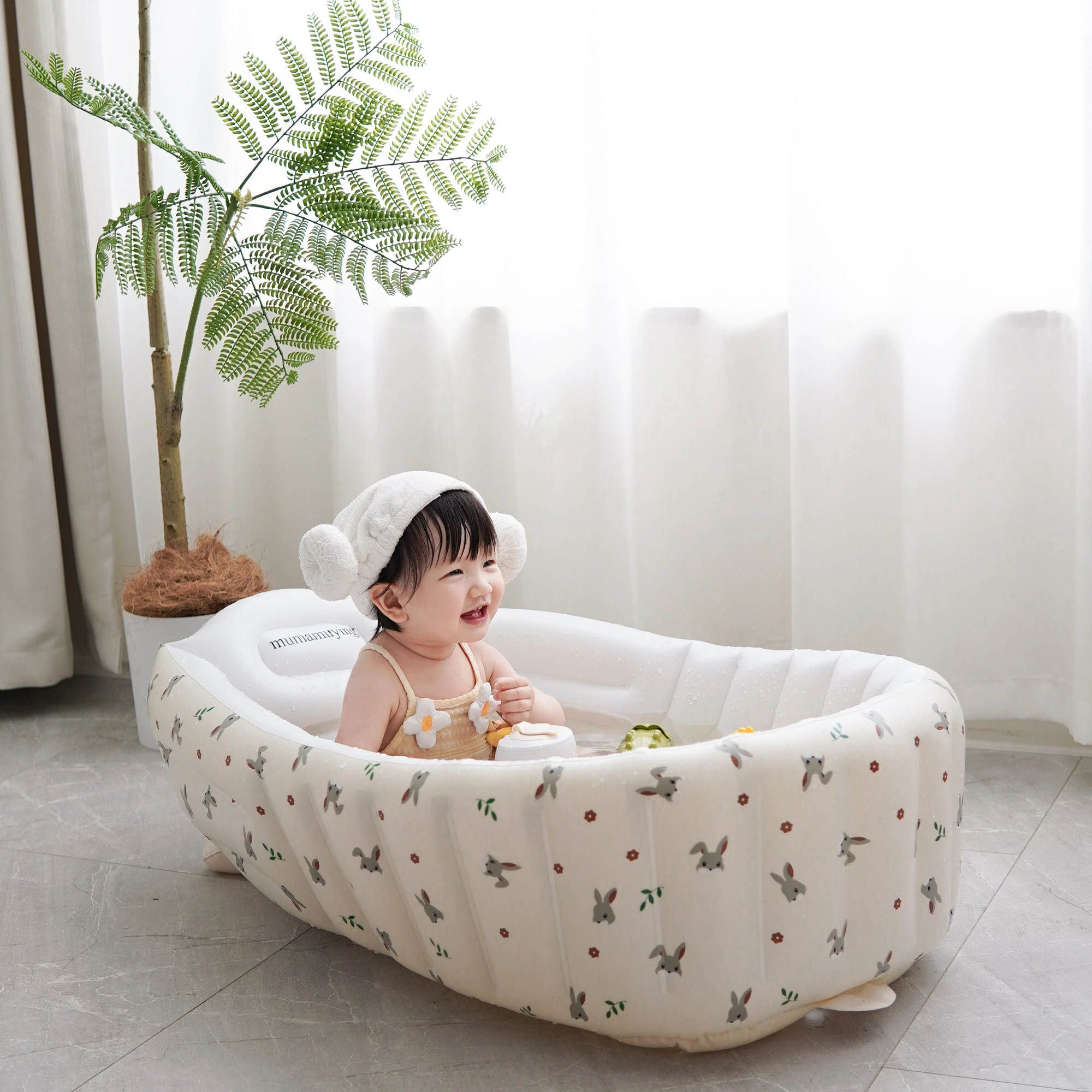 Bañera inflable portátil con soporte dorsal para bebé - imagen 2