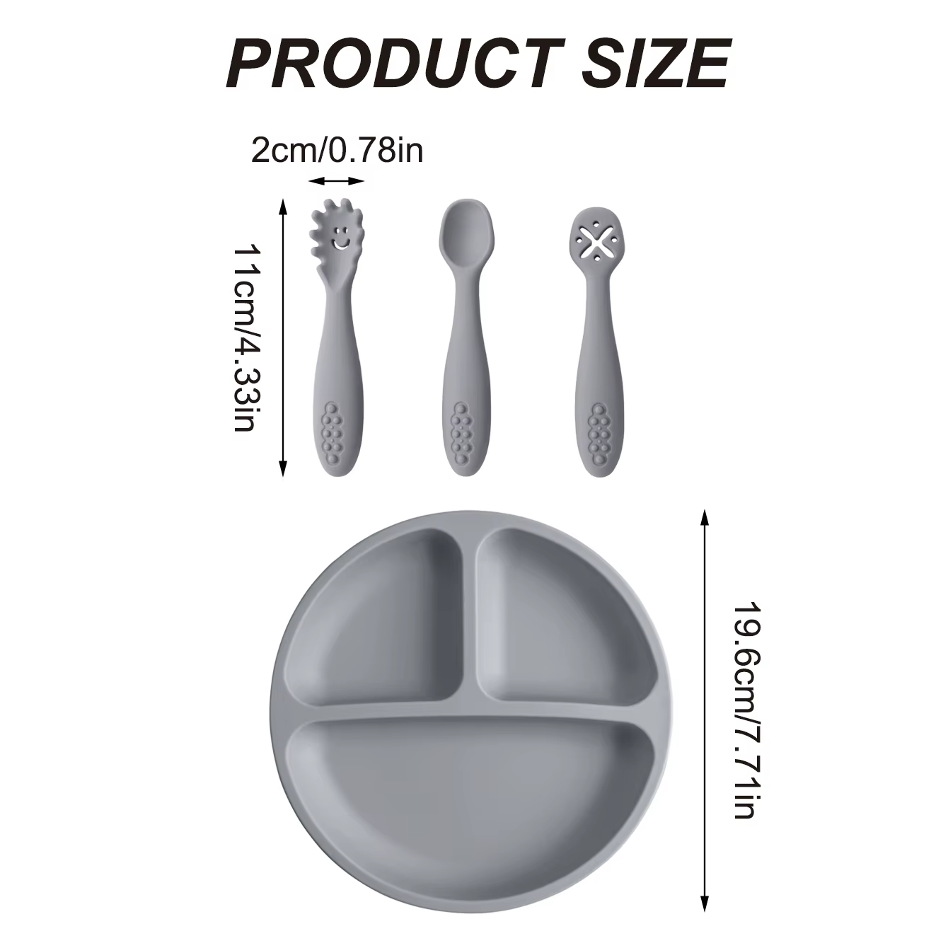 Juego alimentación bebé silicona plato succión utensilios entrenamiento - imagen 5