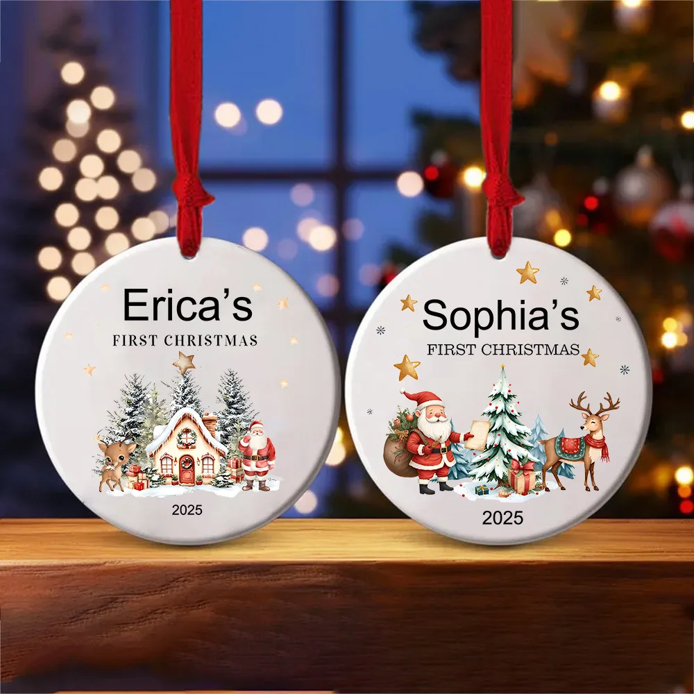 Primer adorno navideño personalizado para bebé, bonito adorno navideño para recuerdo de recién nacido, primer adorno navideño personalizado para bebé