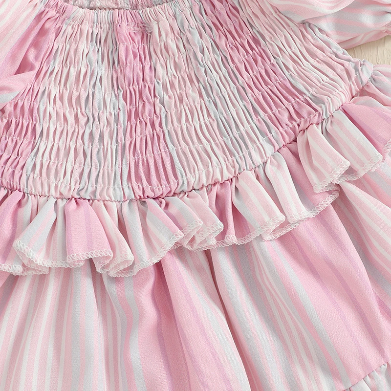 SUNSIOM-peleles para niñas de 0 a 18 meses, vestido a rayas con lazo, falda de manga corta, dobladillo, monos infantiles - imagen 4