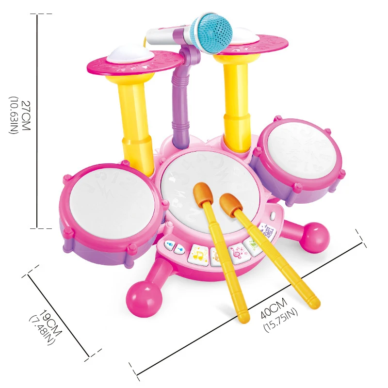 Batería infantil con micrófono – Juguete musical educativo para niños - imagen 2
