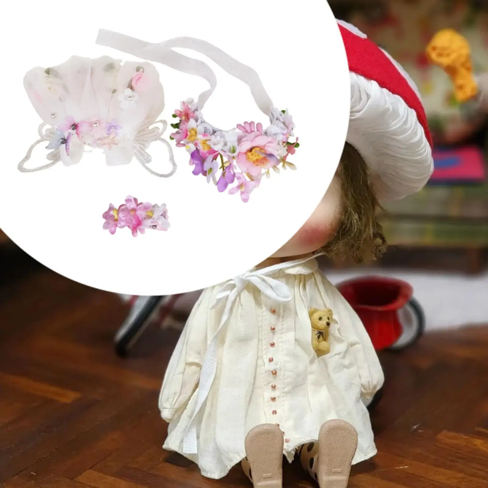 Set of 3 Doll Outfits with Floral Hairpin for 15-17cm Dolls, Gift Suggestions