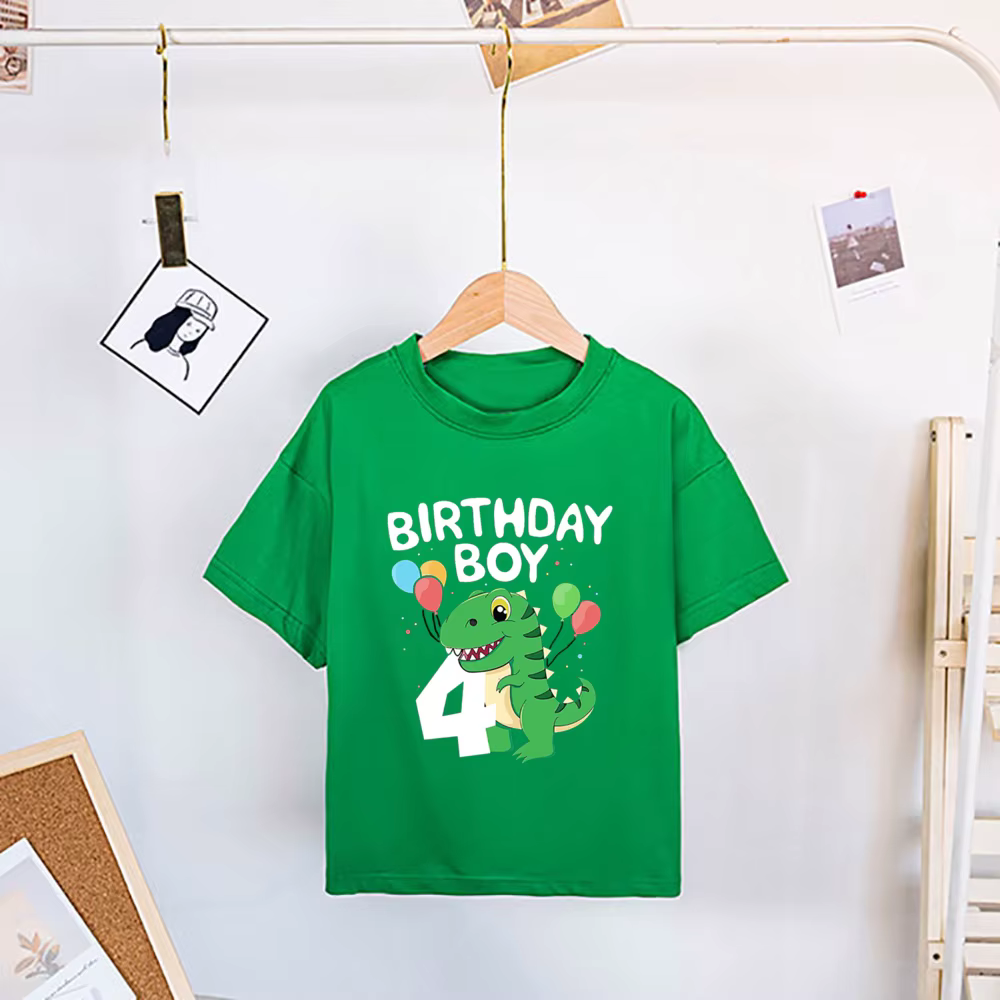 Camiseta dinosaurio de cumpleaños para niños - Manga corta colorida - imagen 4