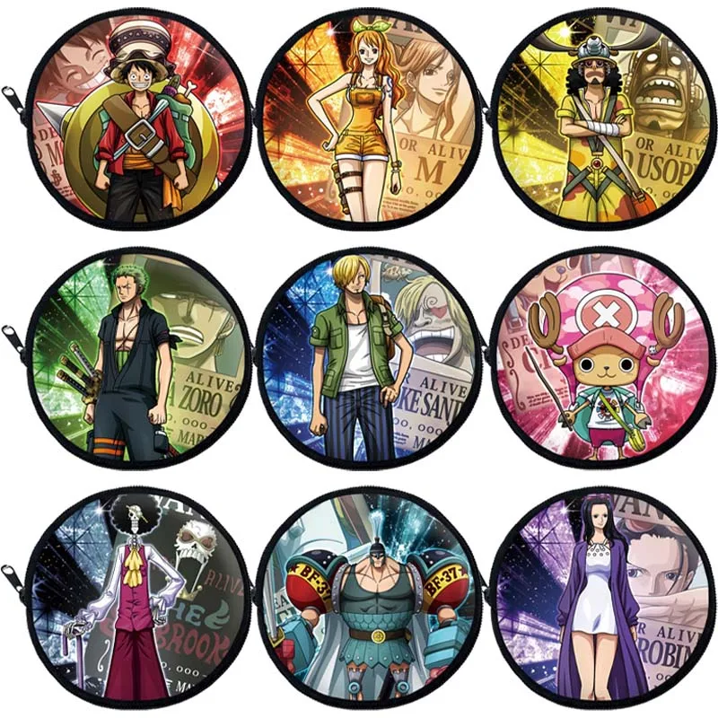 Monedero de una pieza Luffy, Mini monedero redondo de Anime, bolsa de almacenamiento multifuncional portátil de moda, accesorios para regalos