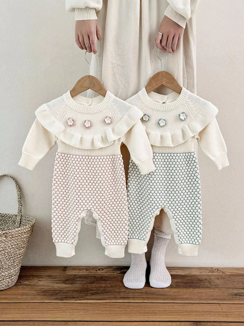 MILANCEL, nuevo peleles de otoño para bebé de 3 a 24M, franjas de diferente Color, mono tejido para niñas, bonito mono coreano de una pieza para niños pequeños - imagen 4