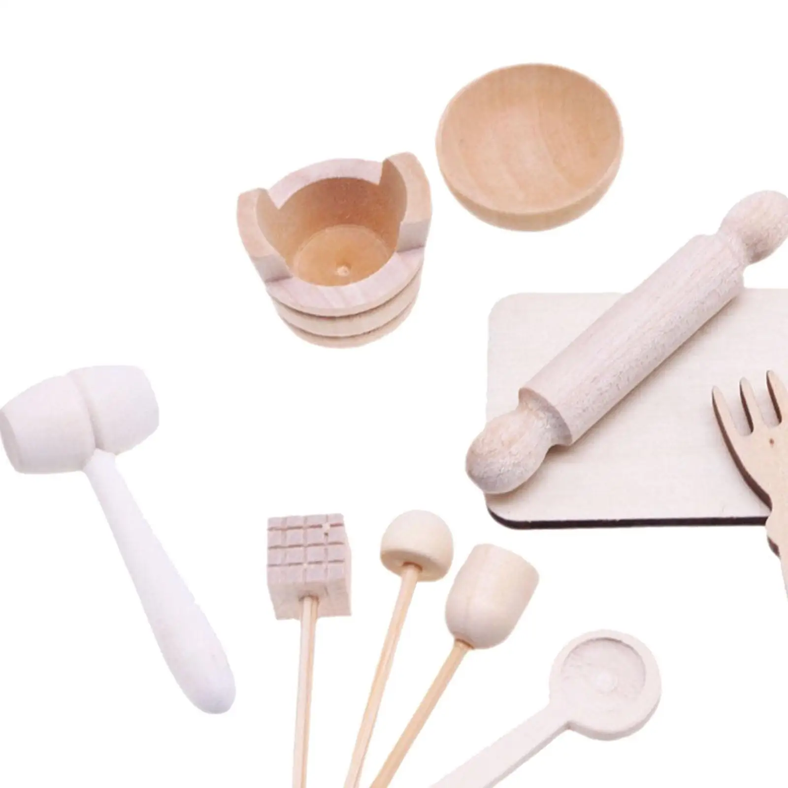 11 Pieces 1:12 Miniature Baking Set Life Scene Simulation Accessories Toy Mini Model for Dollhouse Dining Room Bedroom Ornaments